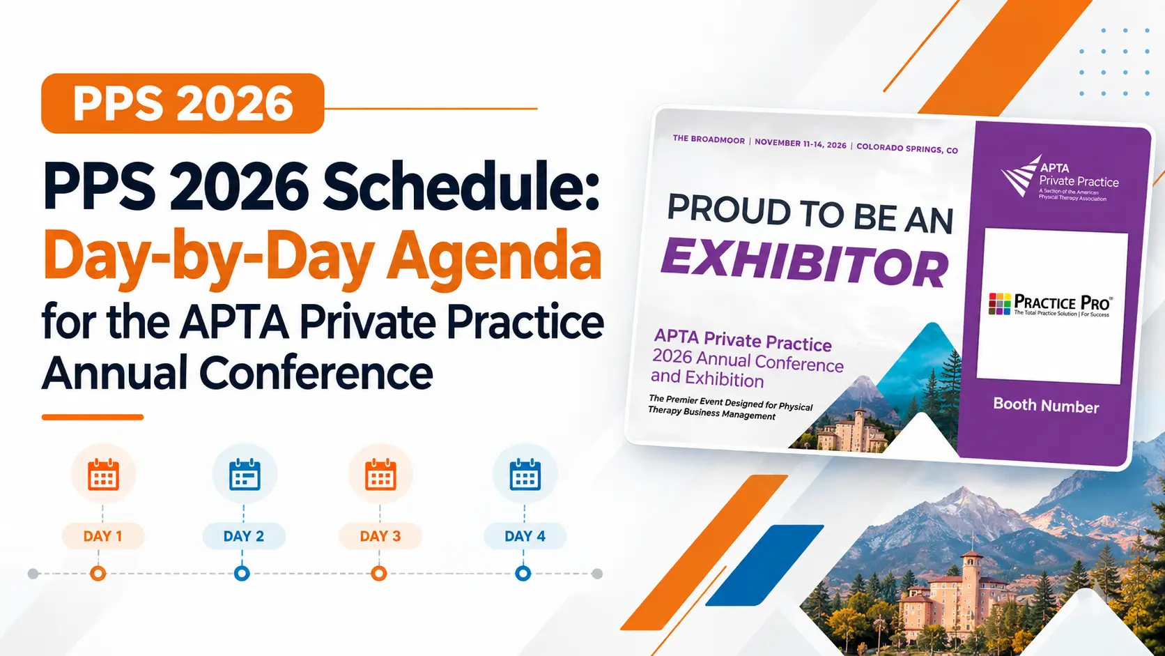 PPS 2026 schedule – day-by-day agenda for the APTA Private Practice Annual Conference, The Broadmoor, Colorado Springs, November 11–14, 2026
