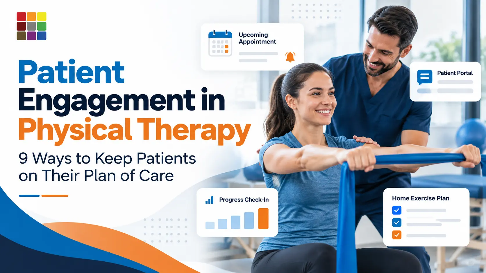 Patient engagement in physical therapy: a physical therapist reviewing a home exercise program on a patient portal to keep the patient on their plan of care
